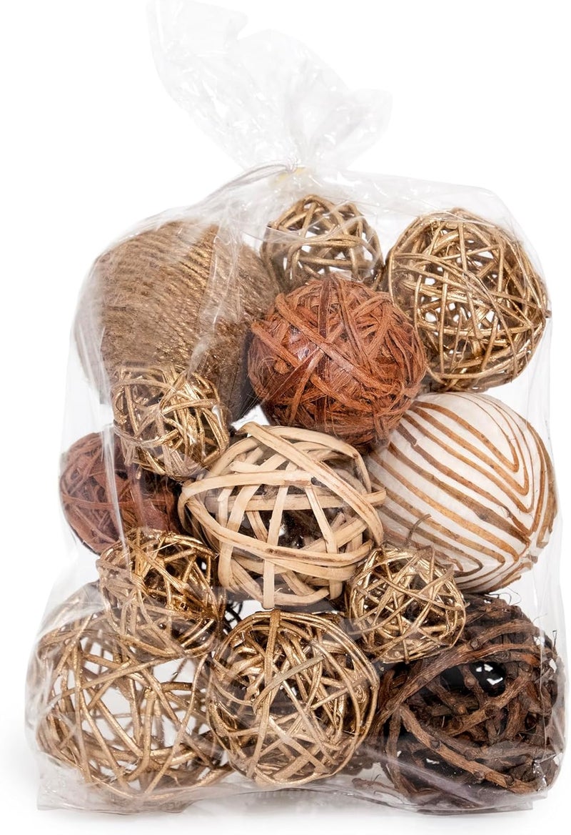 ANDALUCA Decorative Balls & Orbs Gold Natural Bag Bowl Filler Home Decor (Gold) - Image 3